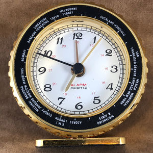 Vintage World Time Alarm Clock Quartz